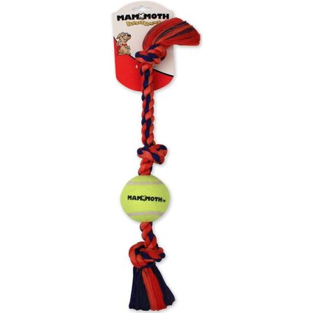Mammoth Pet Flossy Chews Color 3 Knot Tug with Tennis Ball - Assorted Colors
